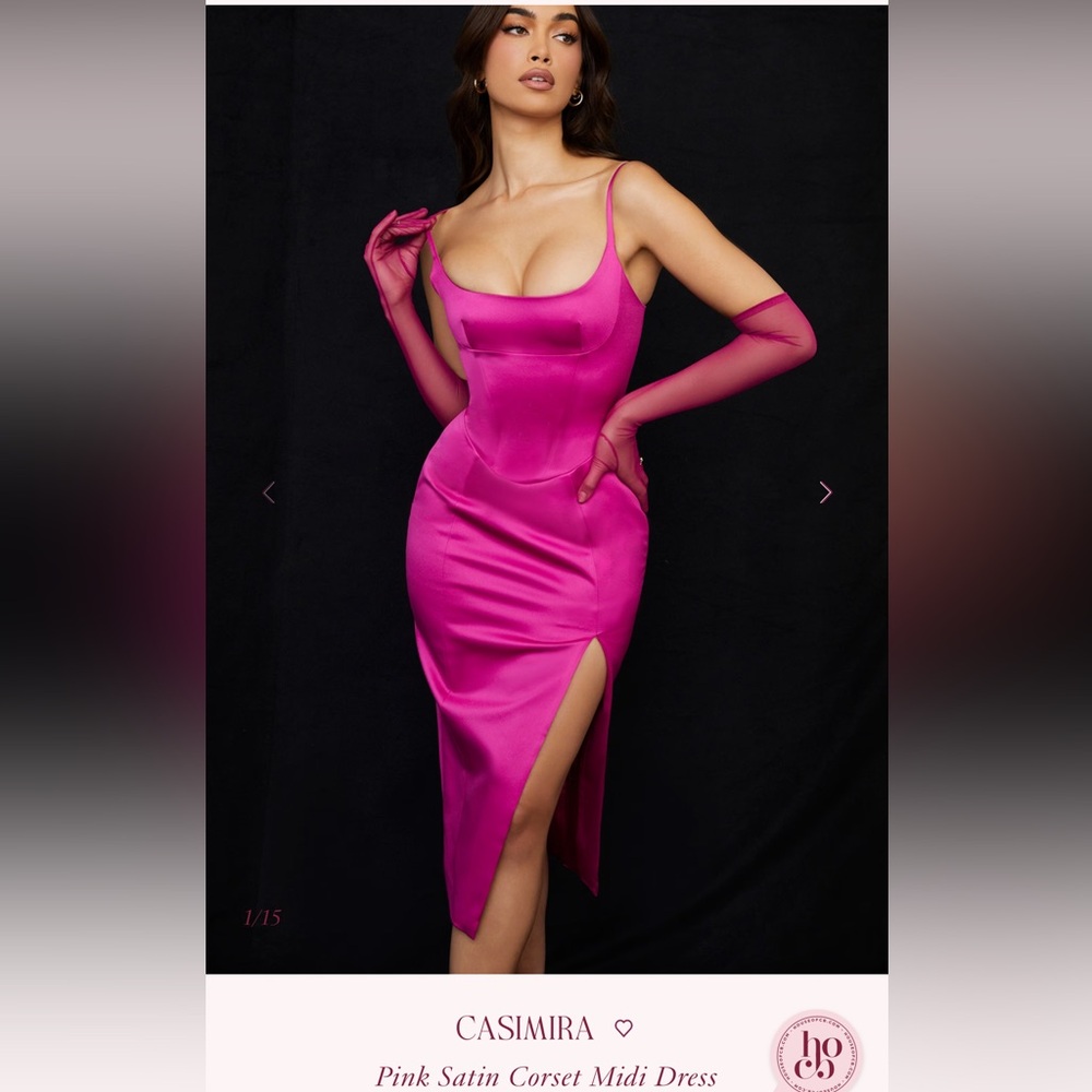 House of CB Pink Satin Slip Dress